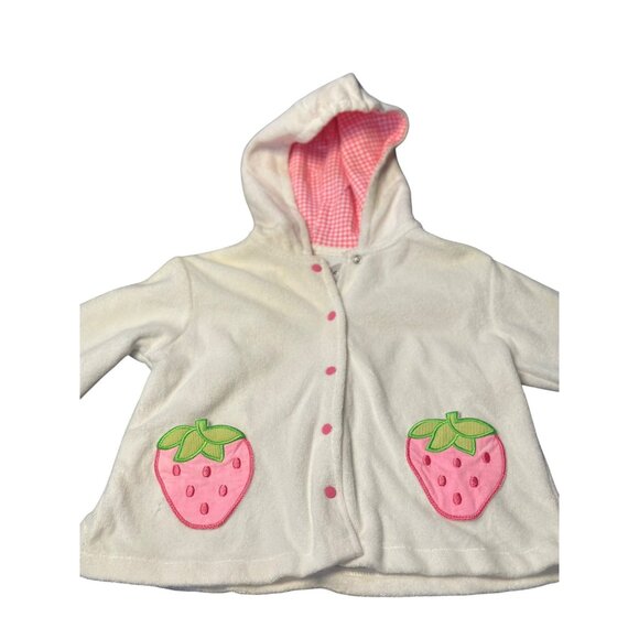 Vintage Circo Toddler Strawberry Hoodie 2T – White & Pink Fleece Sweatshirt - Picture 2 of 9